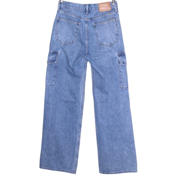 DENIM FORUM The Farrah Hi-Rise Cargo Jean 7 Yrs Bleu Taboo Wide Leg Women's 24 - Picture 4 of 16